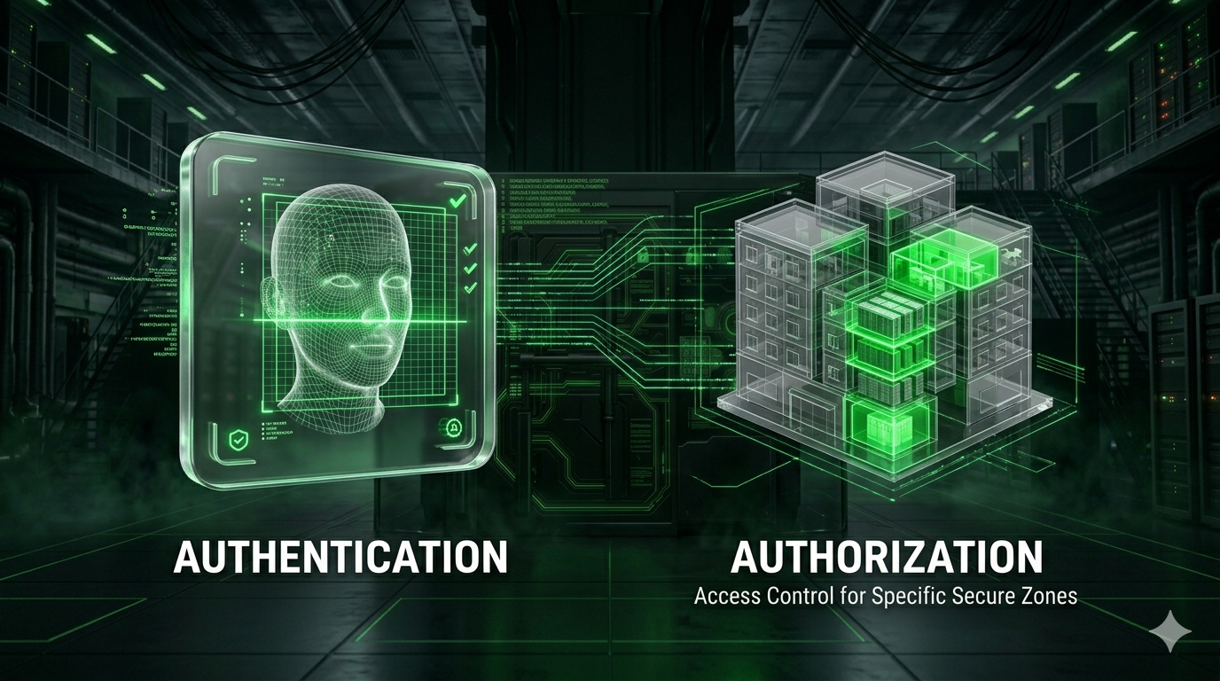 Diagram showing the flow of Authentication versus Authorization